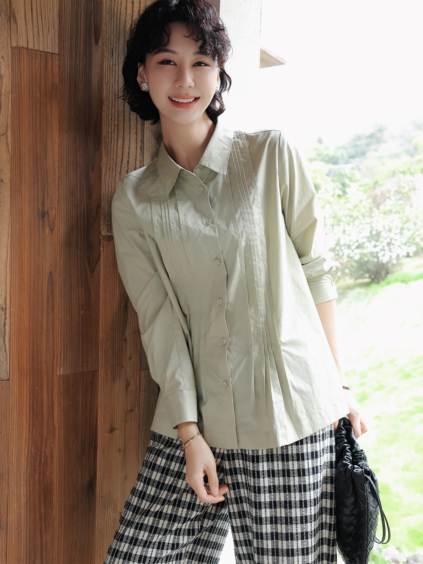 

TT Mint Bamboo Pure Cotton Slim Fit Shirt Long Sleeve Casual Style Women's Fashion Spring Collection Breathable Comf...