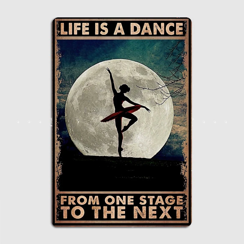 

Girl Ballerina on the Moon Metal Sign Poster Garage Living Room Cinema Living Custom Tin Vintage Home Decoration