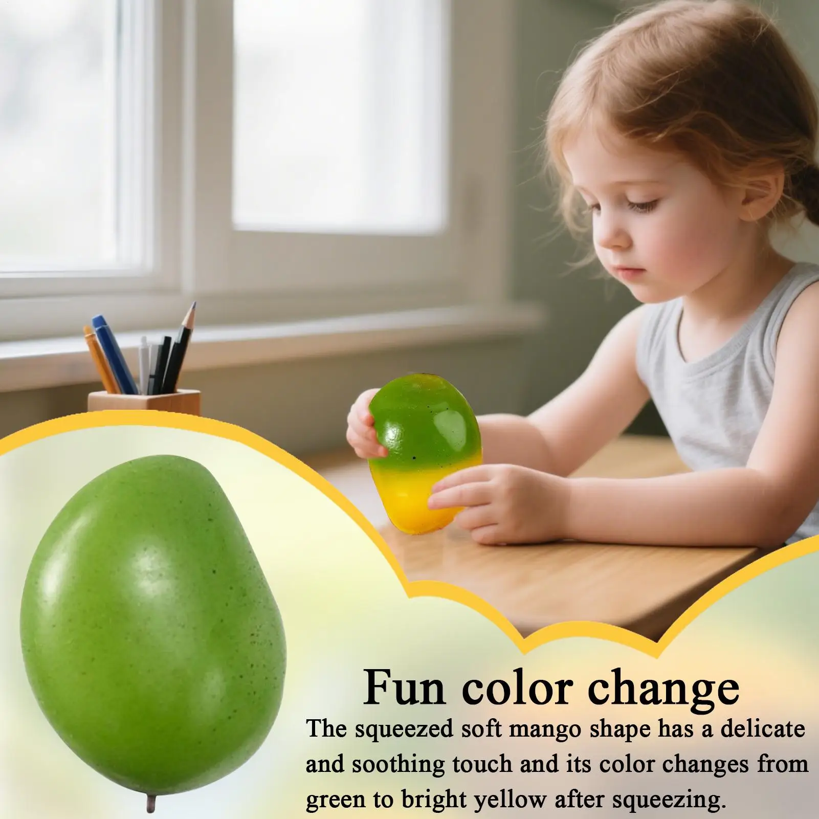 Squeeze Toys For Kids Mango Decompress Toy Sensory Tension Stress Relief Stretchy Soft Color Changing For Boys Girls Children