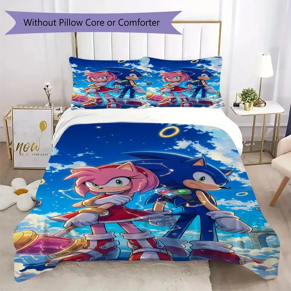 Sonic Hedgehog World Pillowcase & Duvet Cover Set Anime Themed Bedding Decor Ideal Gift for Every Game Fan.-Xin - view 2