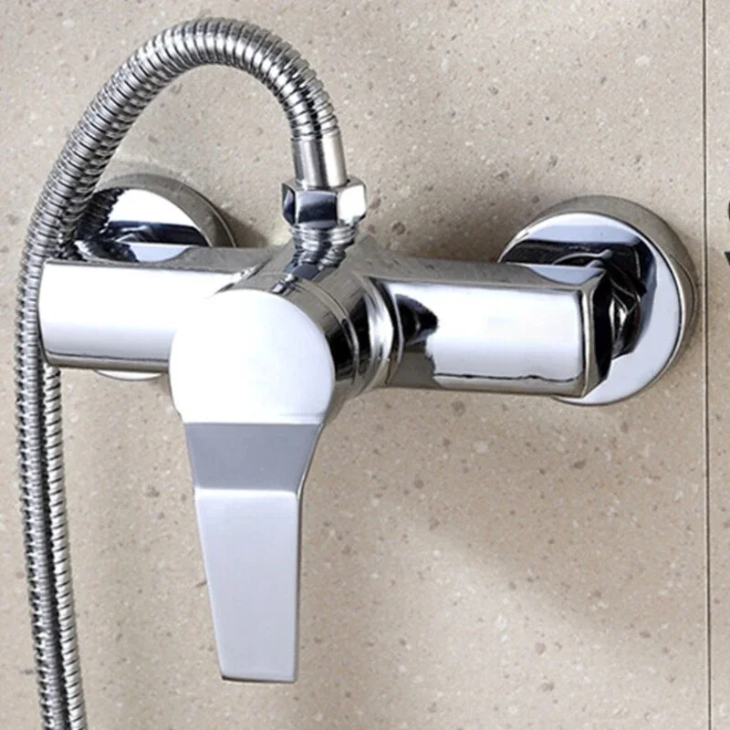 Triple Bathtub Hot and Cold Mixing Water Faucet Sink Spray Double Shower Head Deck Taps Home Improvement Parts