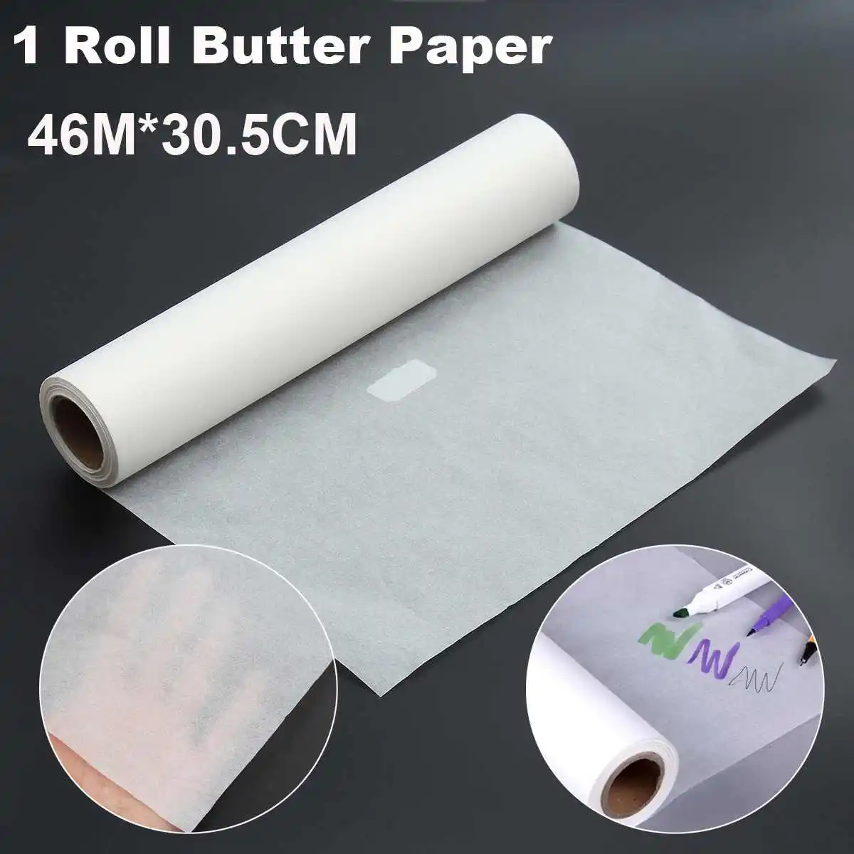 White Super Transparent Tracing Paper Roll for Painting, Draft Sketch, Butter Paper, 46m x 30cm