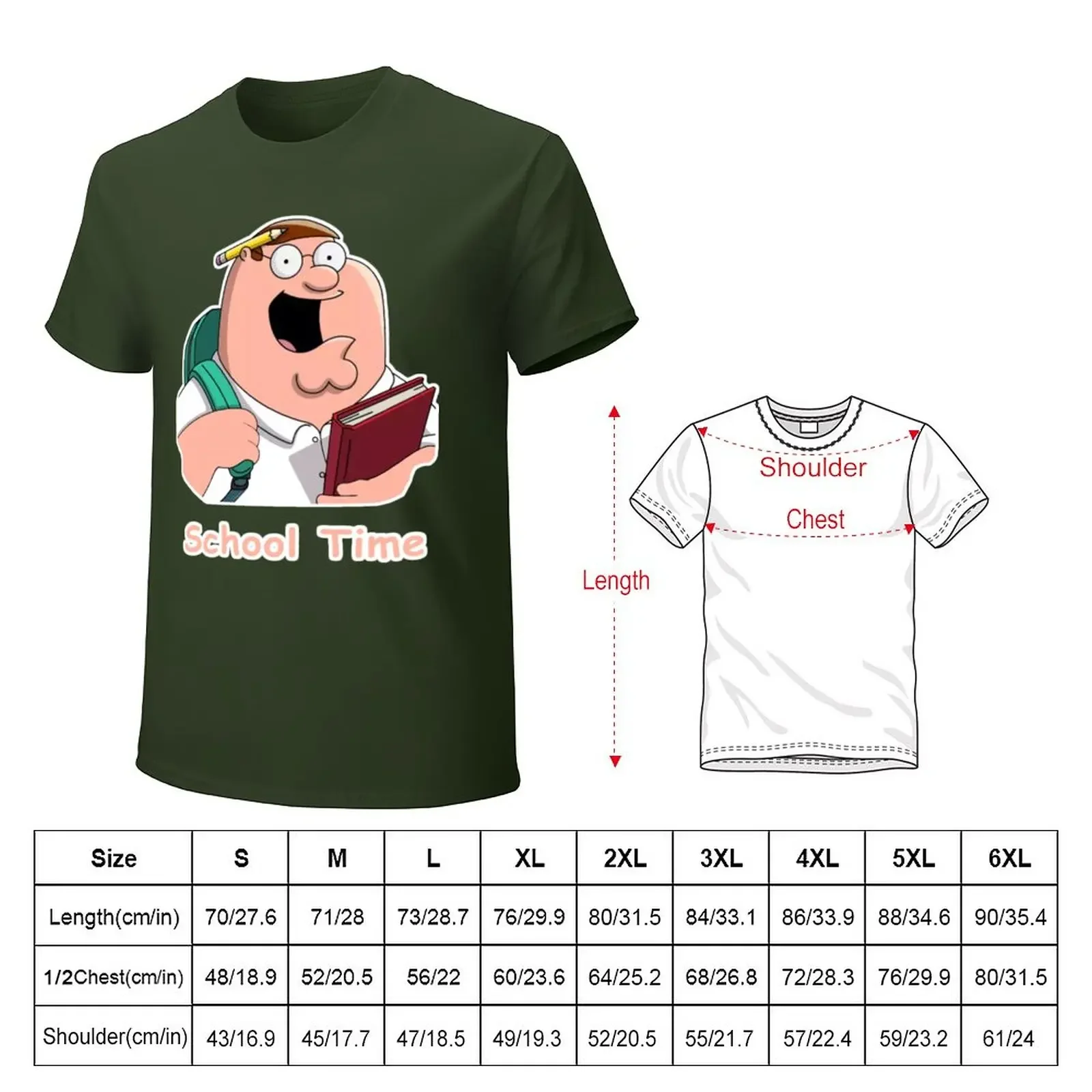 Peter Griffin School Time T-Shirt oversized vintage clothes mens clothing tees summer clothes mens champion t shirts