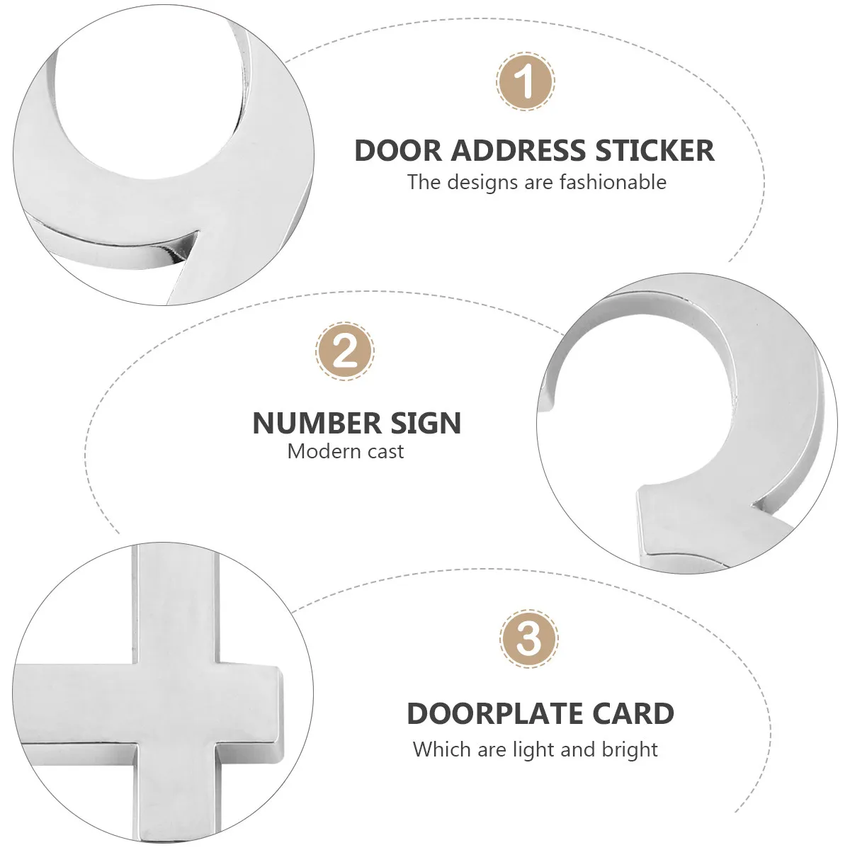 10Pcs Sleek Contemporary Number Stickers 0-9 ABS Self Adhesive Doorplate Cards for Room Numbering Floor Signage Bathroom Address