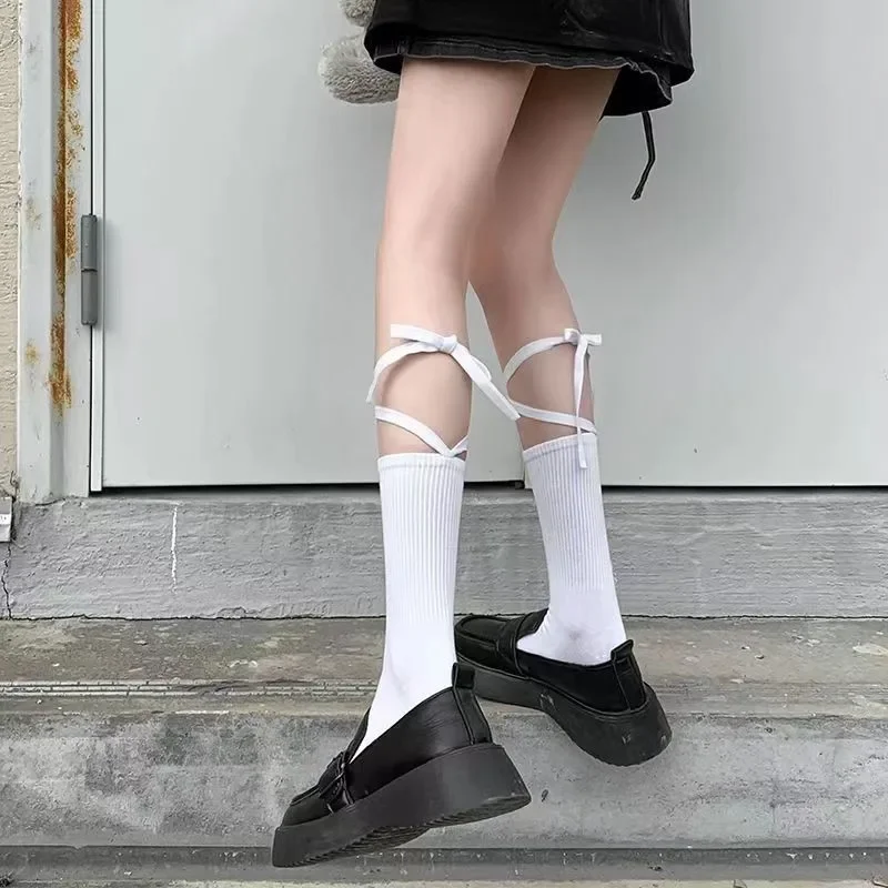 Estilo japonês mulheres lolita malha coxa meias altas harajuku gótico jk cos meninas bandagem trajes do estudante sobre o joelho meias