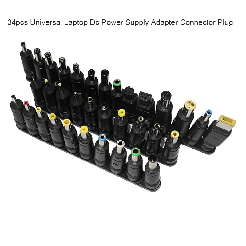 34PCS Universal DC Connectors 5.5mmx2.1mm AC Power Adapter Tips Kits for Lenovo Thinkpad Hp Laptop Power Supply Plug Jack Sets