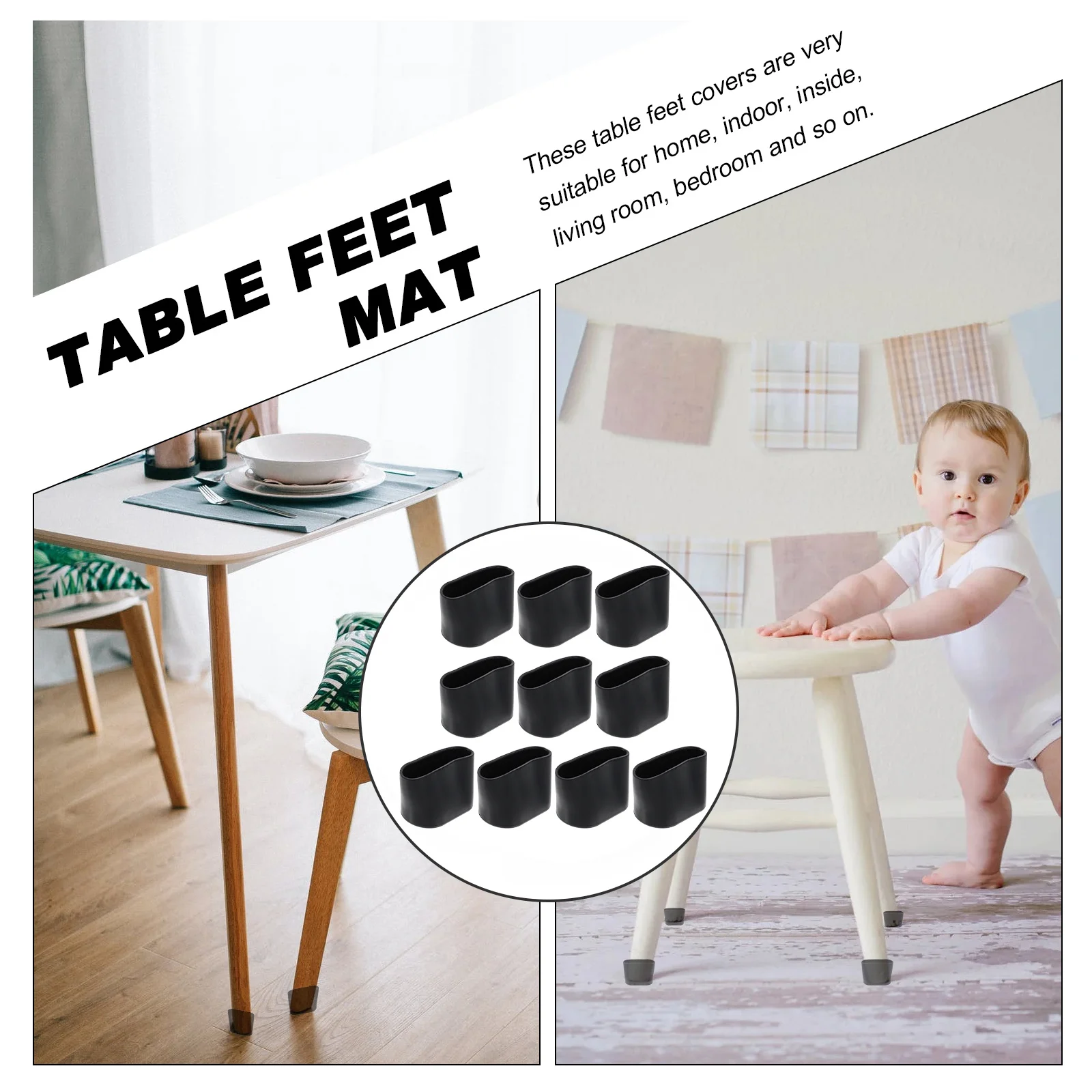 

10Pcs Chair Leg Protectors Floor Protector PVC Material for Dining Room Kitchen Patio Furniture Oval Table Leg Caps