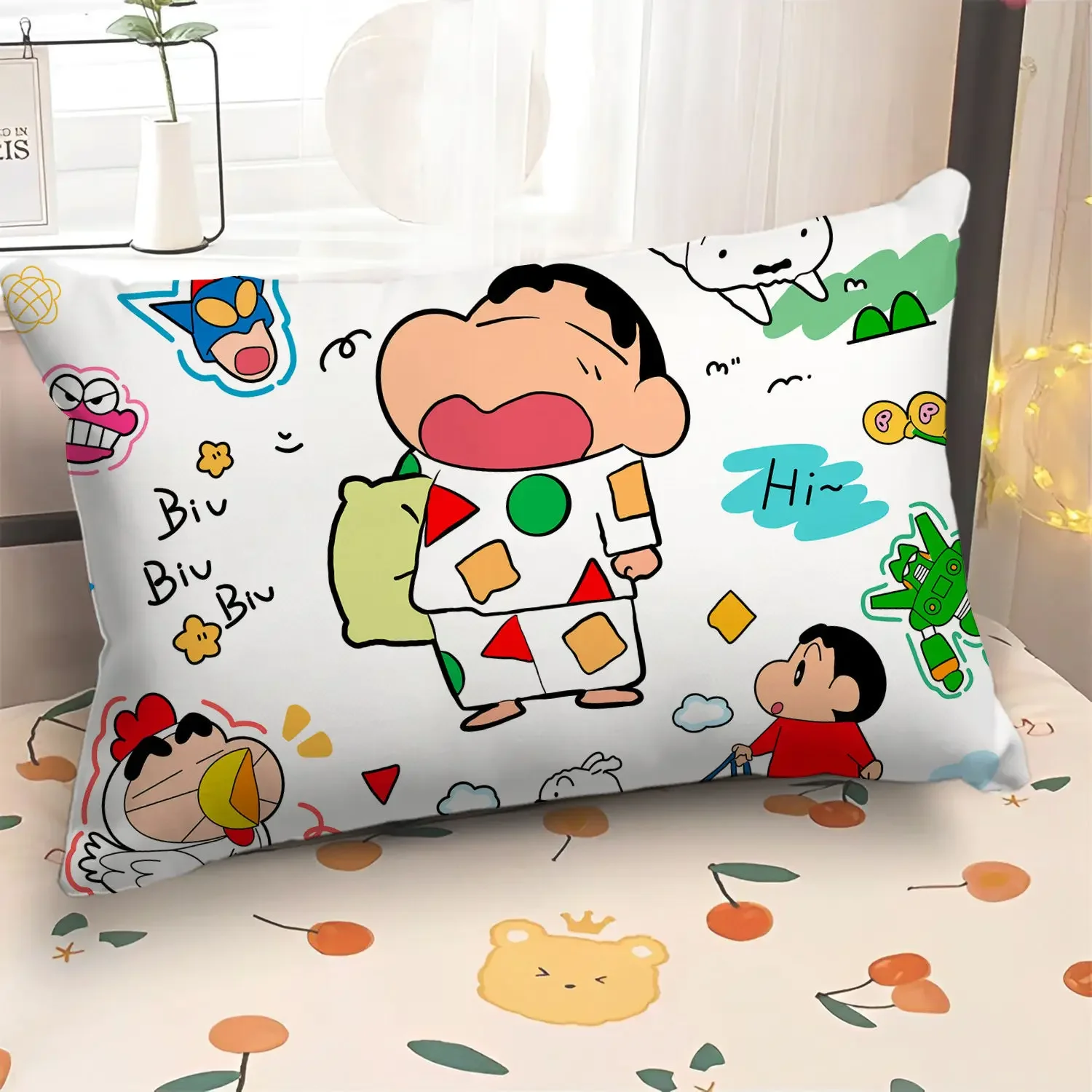 Crayon Shinchan Pillow Rectangular Pillow Pillow Case Super Soft Girl Heart Pillow Room Bedroom Bedside Office Cushion Cover