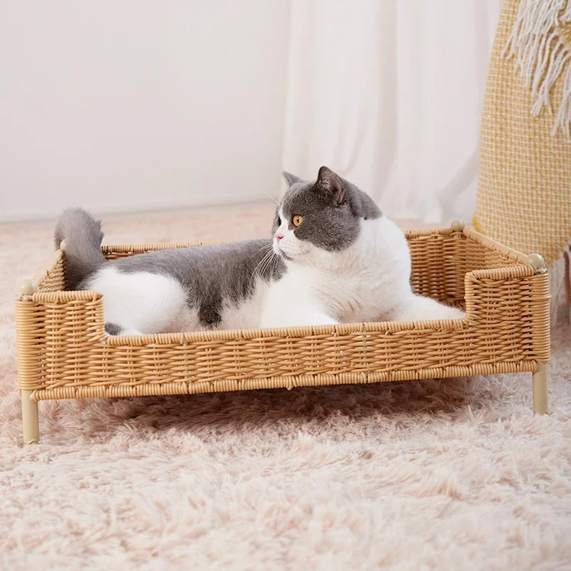 Rattan cat litter, warm cat supplies in winter, universal in all seasons, removable and washable house, villa cat house