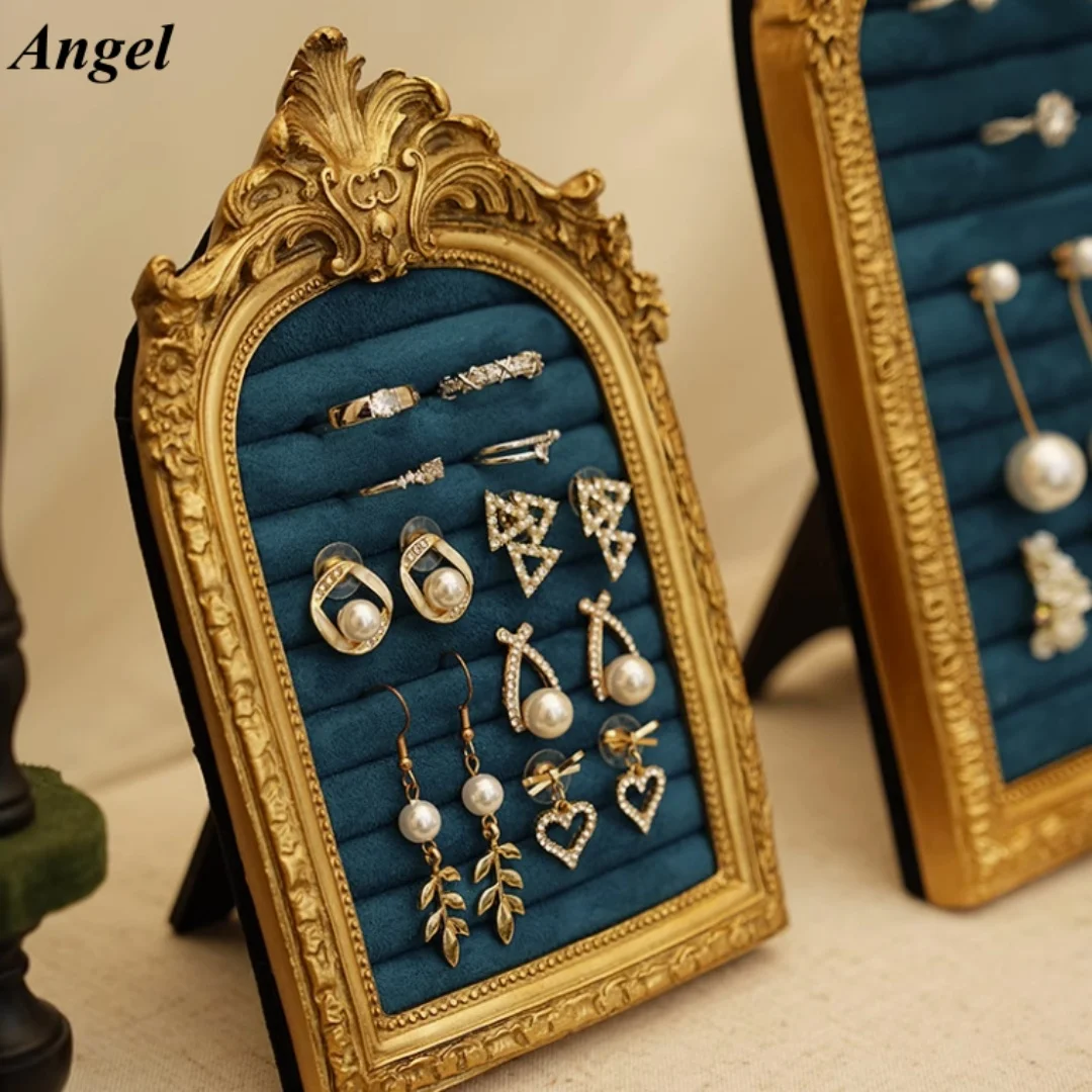 

Vintage Jewelry Storage Shelf Velvet Earring Ring Shelves Jewelry Frame Display Shelves Home Decoration Display Cabinet