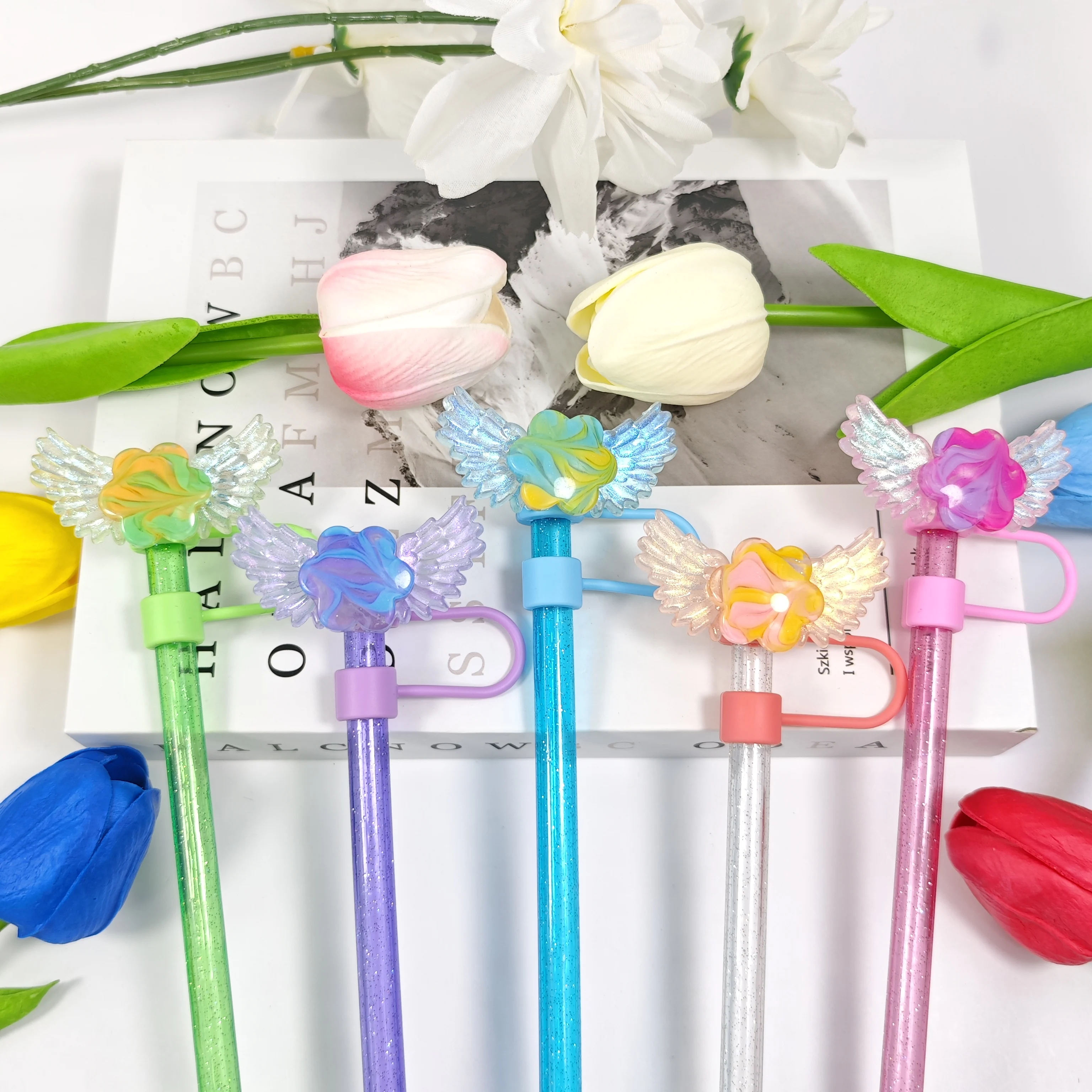 جديد سيليكون تسليط الضوء على ستار أجنحة الملاك سلسلة غطاء من القش غطاء غبار #1