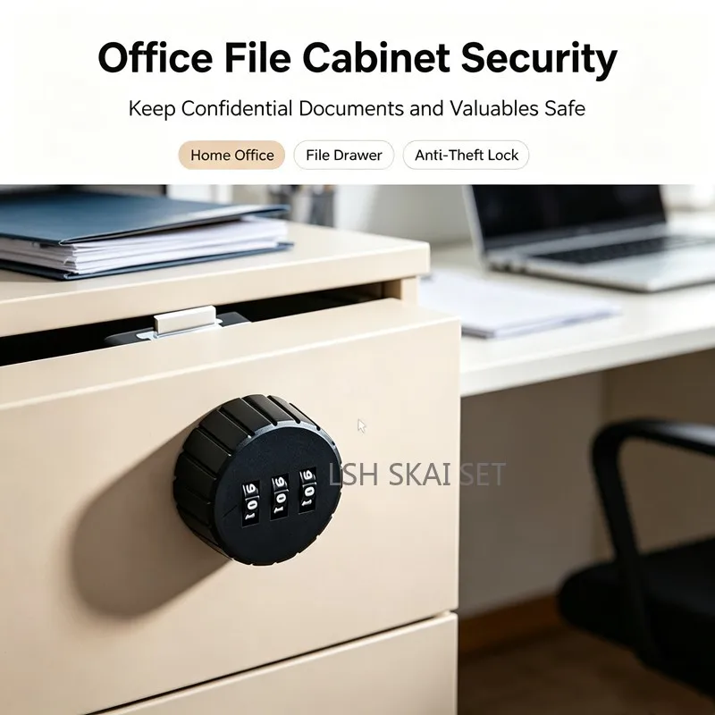 Round 3 Digit Combination Drawer Lock Zinc Alloy Keyless Cabinet Lock Furniture Hardware Lock for Wardrobe Office File Cabinet