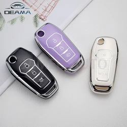TPU 3 Buttons Folding Car Key Case Cover for Ford Fusion Fiesta Escort Mondeo Everest Ranger Key Shell Protector