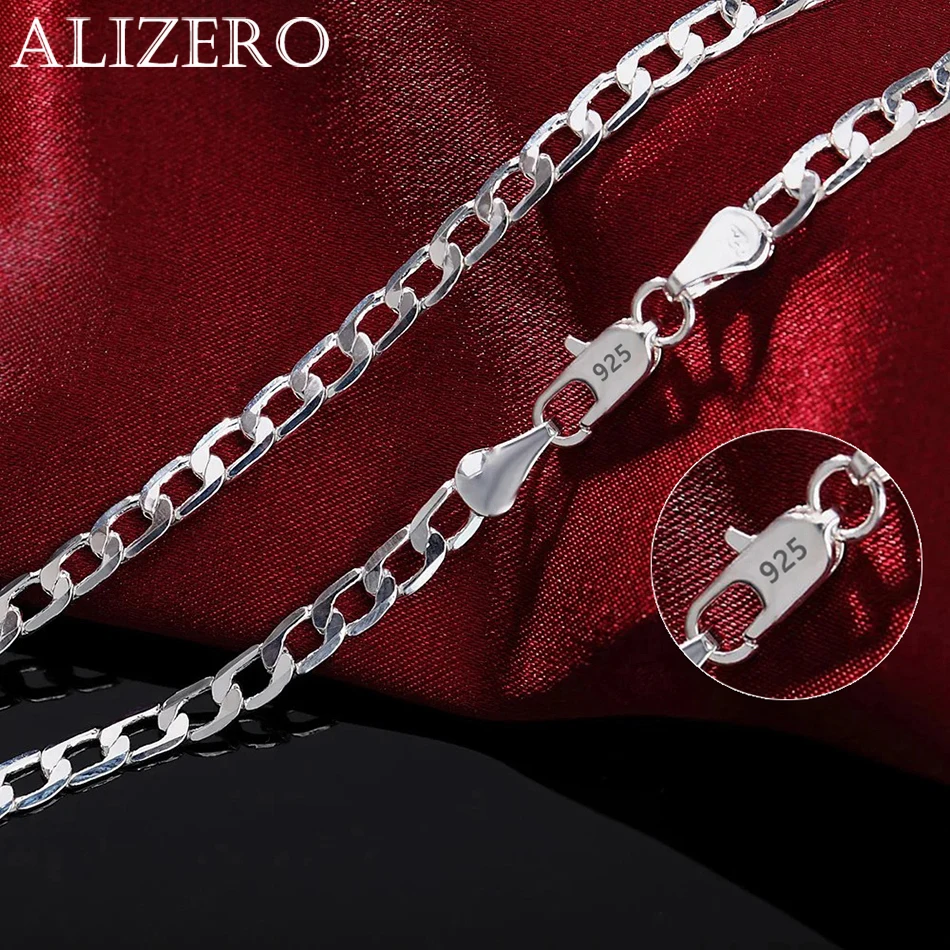 

ALIZERO 925 Sterling Silver 16/18/20/22/24/26/28/30 inches 4mm Sideways Chain Necklace For Women Men Fashion Jewelry Gifts