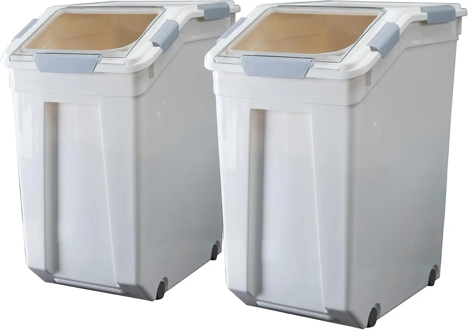 

33L/50lbs BPA-Free Rice Storage Container with Measuring Cup, 2-Pack White for Grains & Pet Food