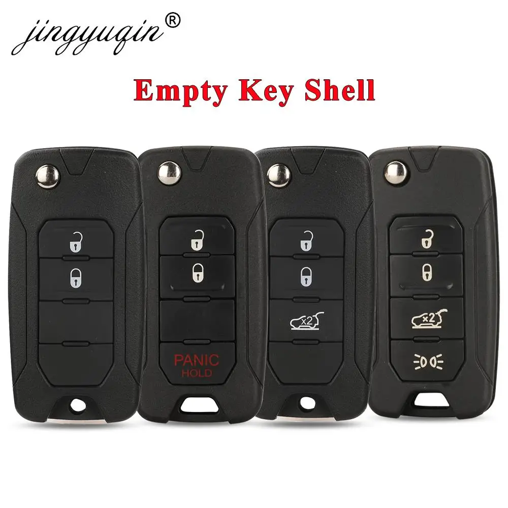 jingyuqin 2/3/4 Buttons For Jeep Wrangler Renegade 2015-2018 Flip Remote Car Key Shell Case SIP22 Blade Replacement Housing