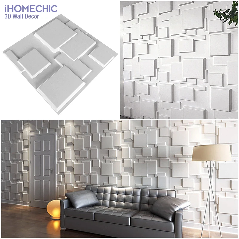 

30x30cm 3D Wall Panel Geometric solid 3d Stone brick Living Room TV Background Decal Tile Mold 3D wall sticker bathroom kitchen