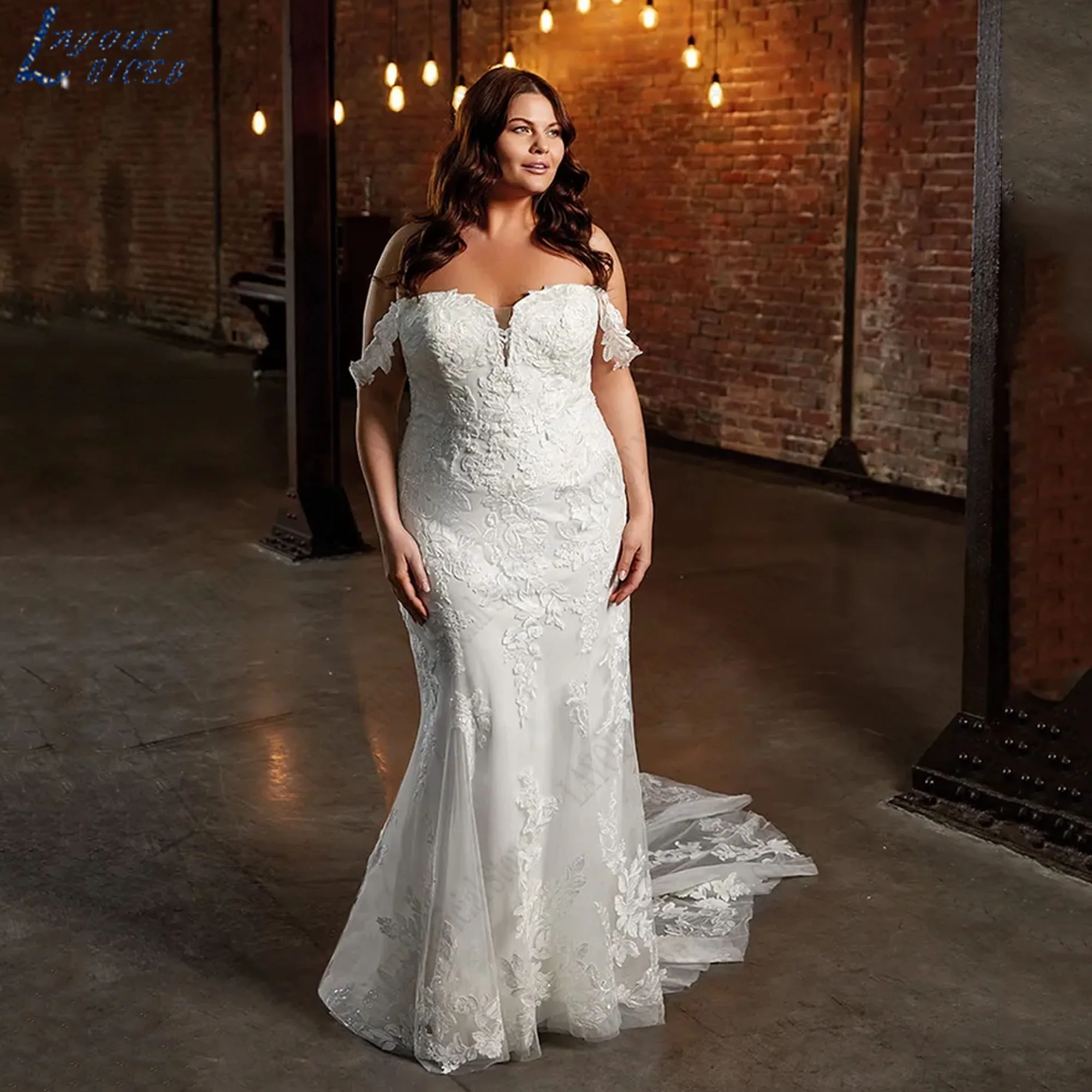 

LAYOUT NICEB Plus Size Wedding Dresses Appliques Off Shoulder Bride Gowns Sweethear Backless Mermaid Tulle Vestido De Noiva 2024