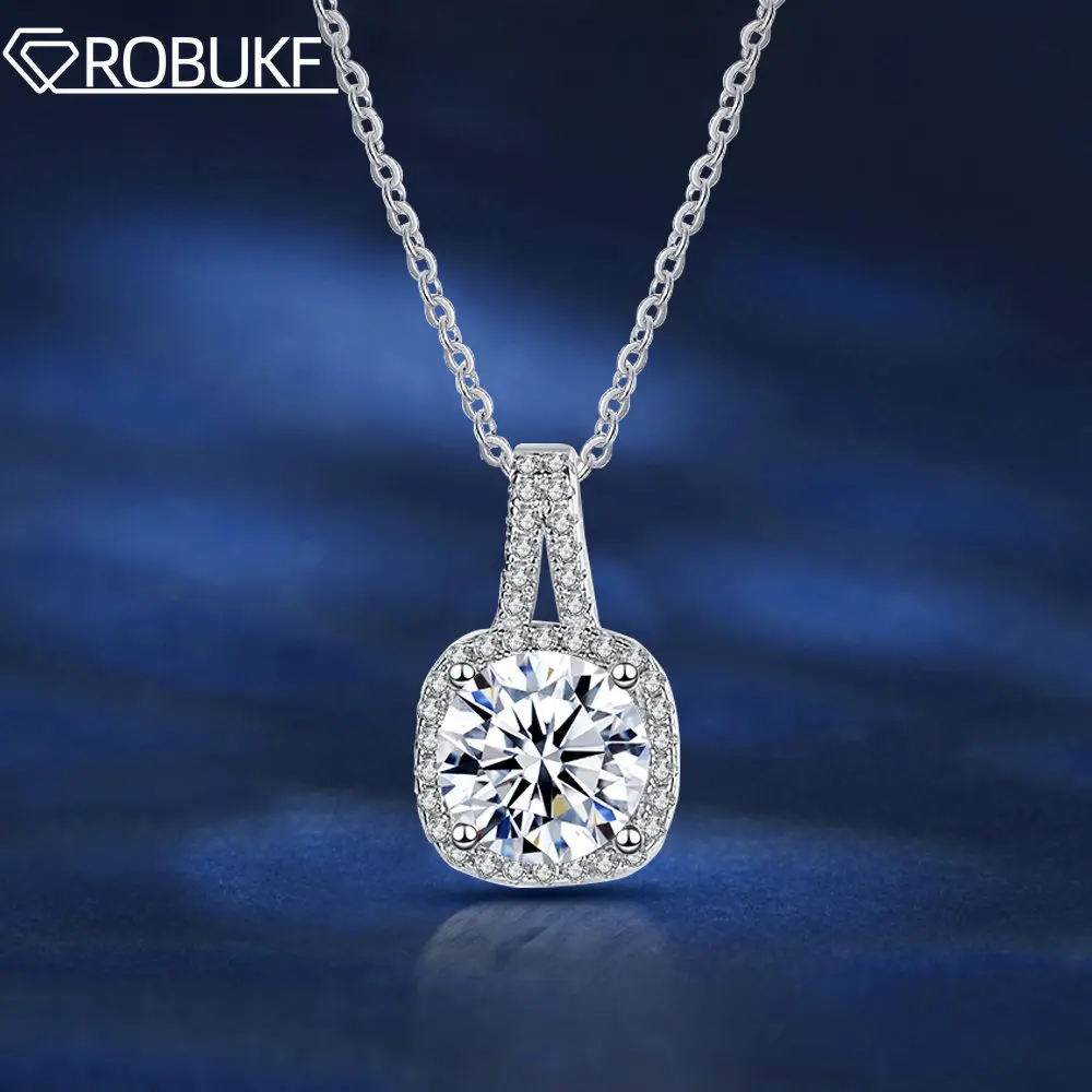 

1/2 Carat Moissanite Pendant Necklace 100% S925 Sterling Silver Platinum Plated Wedding Gifts Square Jewelry For Women Wholesale