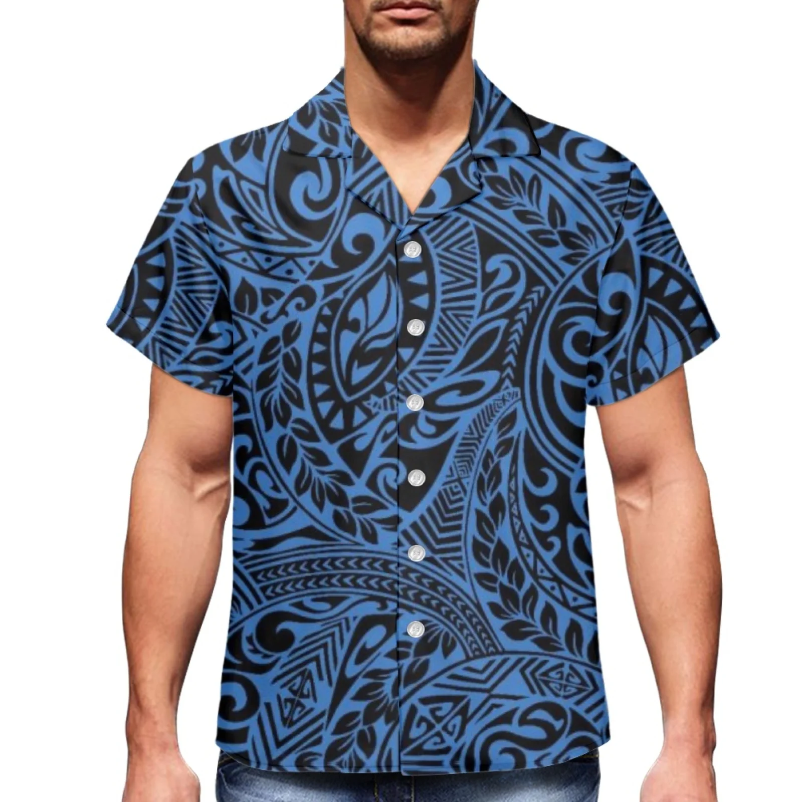 2024 Men's Summer Fashion Casual Shirts Samona Polynesian Tongan Tribal Design Breathable Short Sleeve Soft Comfortable Tops