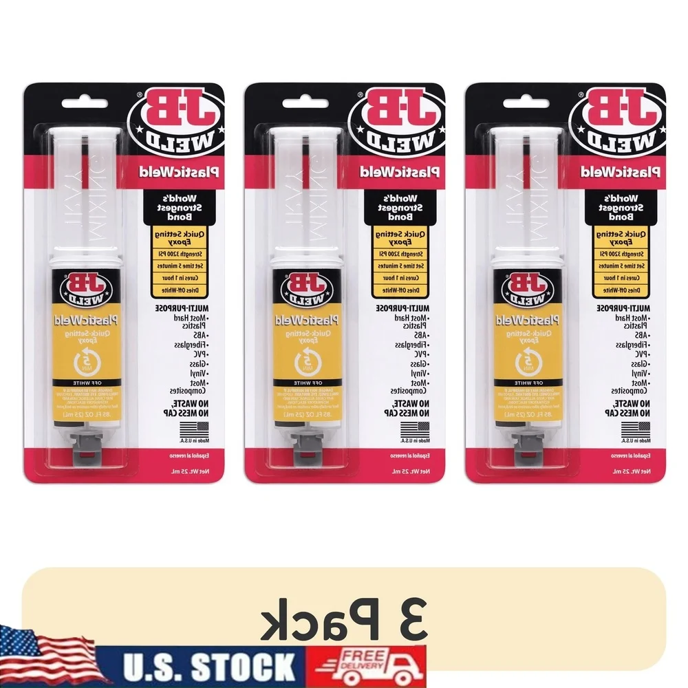 

3 Pack Quick Setting Epoxy Syringe 25ml Durable No Mess Clear Adhesive ABS PVC Fiberglass Glass Vinyl Repairs