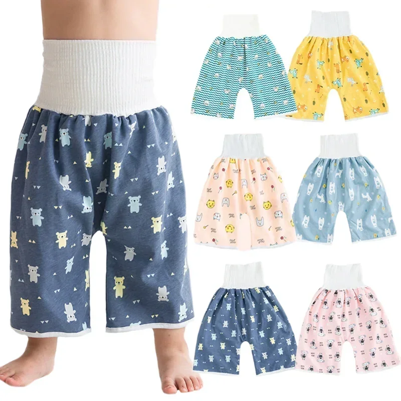 Baby Waterproof Diaper Pants Skirt for Potty Training Baby Comfy Diaper Short for Boys and Girls Sleeping Bedclothes