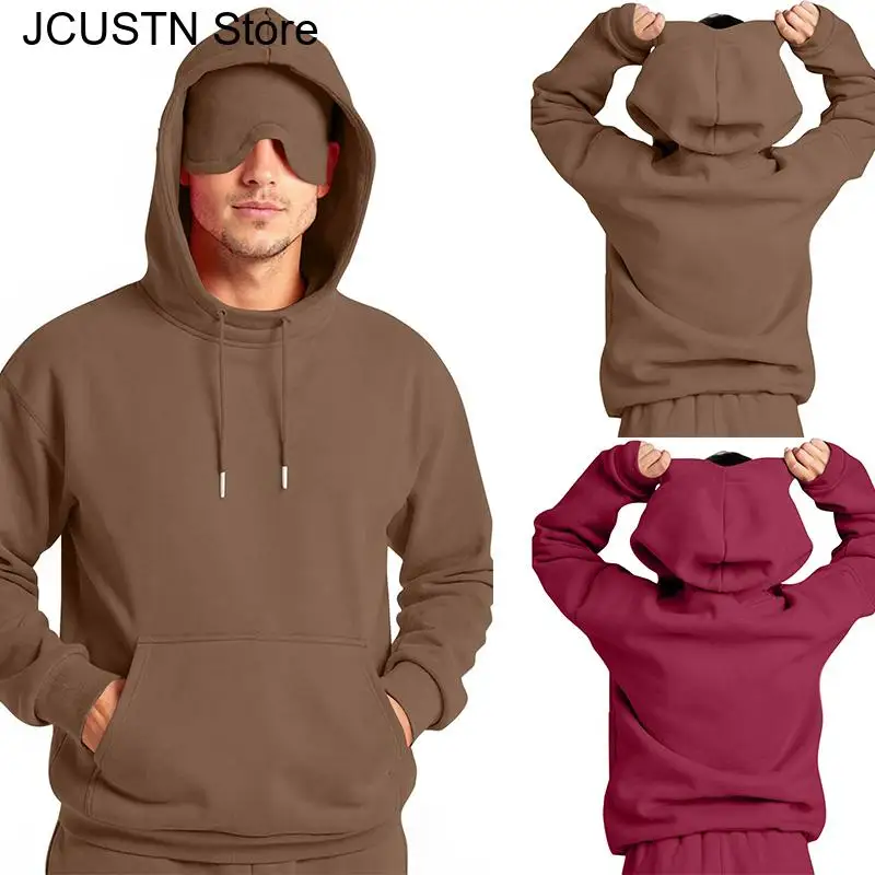 2025 الرجال بلون مقنعين البلوزات قناع عين مقنعين القمم تجريب وتتسابق الخريف الشتاء النساء رياضية طويلة الأكمام هوديي