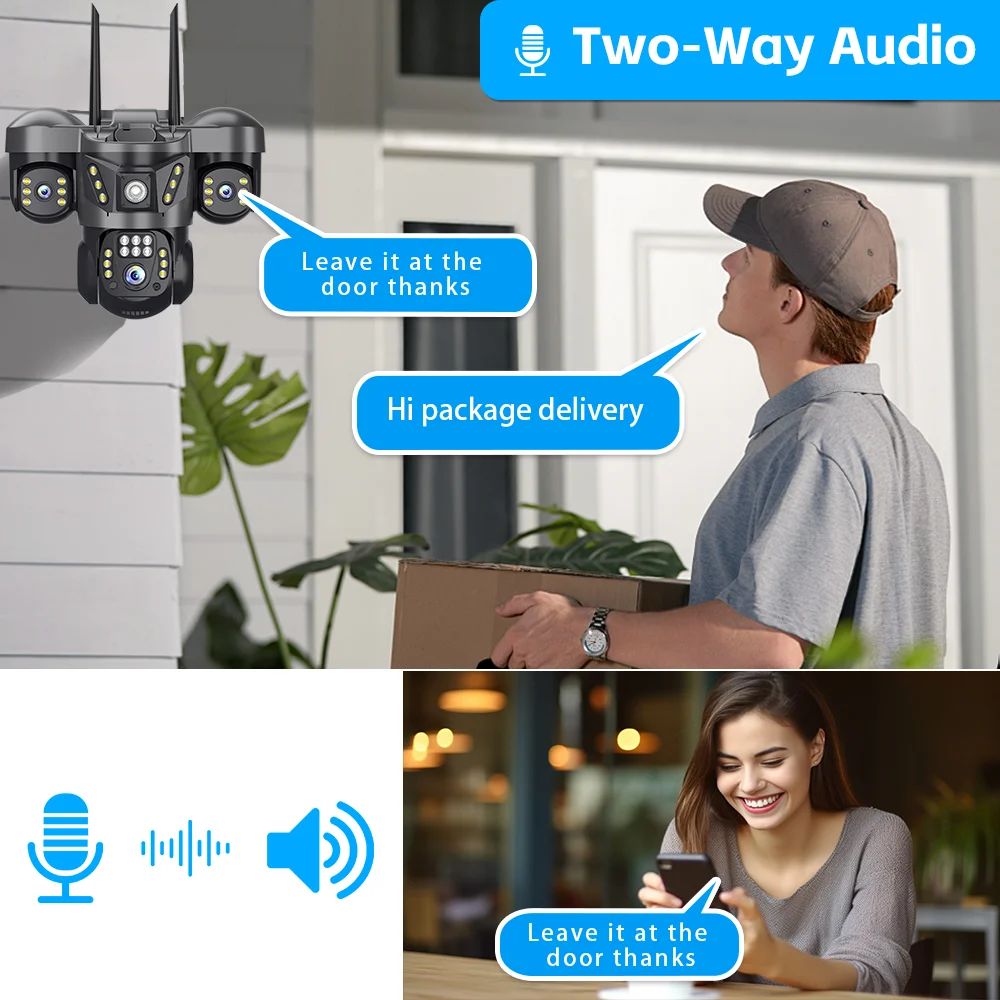 12MP Three Lens 4G Sim IP Camera Outdoor Human Detection WiFi Surveillance Cameras 6K 10X Zoom Security Protection Video Monitor