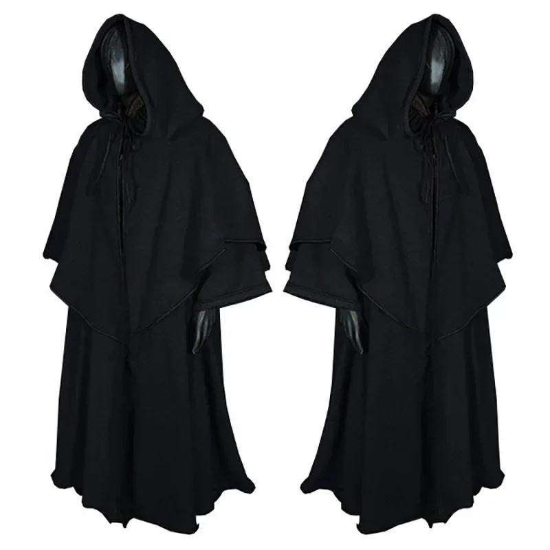 Disfraz Medieval con capucha para Cosplay, disfraz de Halloween, fiesta, capa de monje para adultos, capa de guía de mago, ropa de Cosplay, Drama de escenario