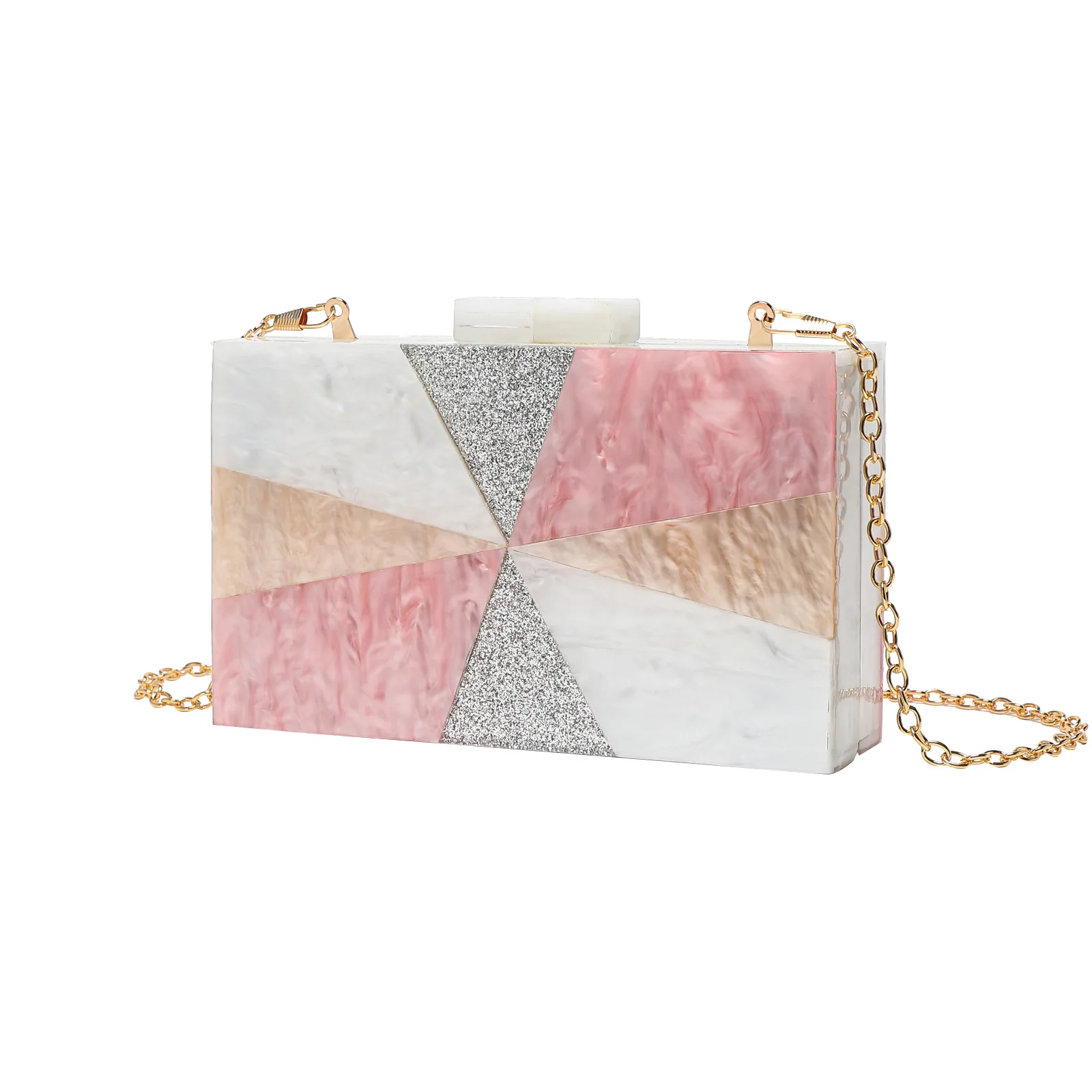 

Ladies Dinner Trendy Splicing Acrylic Bag Chain Crossbody Bag Pochette Soirée Femme Mariage Bolsos De Mujer Hand Bags For Ladies