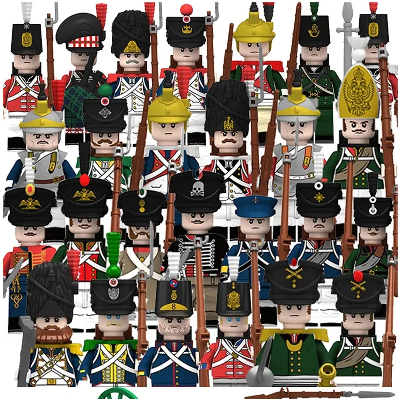 Napoleonic Wars Military Figures Building Blocks Infantry Cavalry Grenadier Artillerymen Imperial Guard Weaponry Model Kids Toys