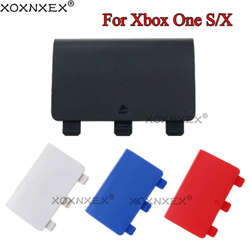 XOXNXEX 4 PCS Plastic Replacement Battery Back Cover Lid Door Shell for Xbox One X S Controller Plate Case Black Blue Red White