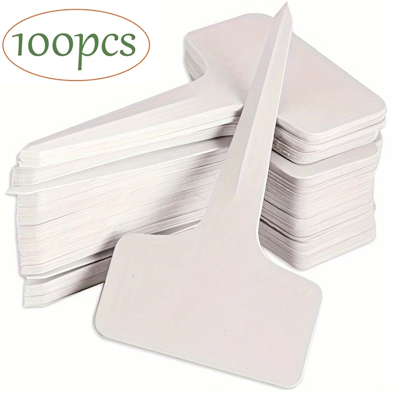 

100Pcs Durable T-shaped Garden Label - Weatherproof Plastic Plant Markers for Indoor and Outdoor Gardens, Nurseries, Farms