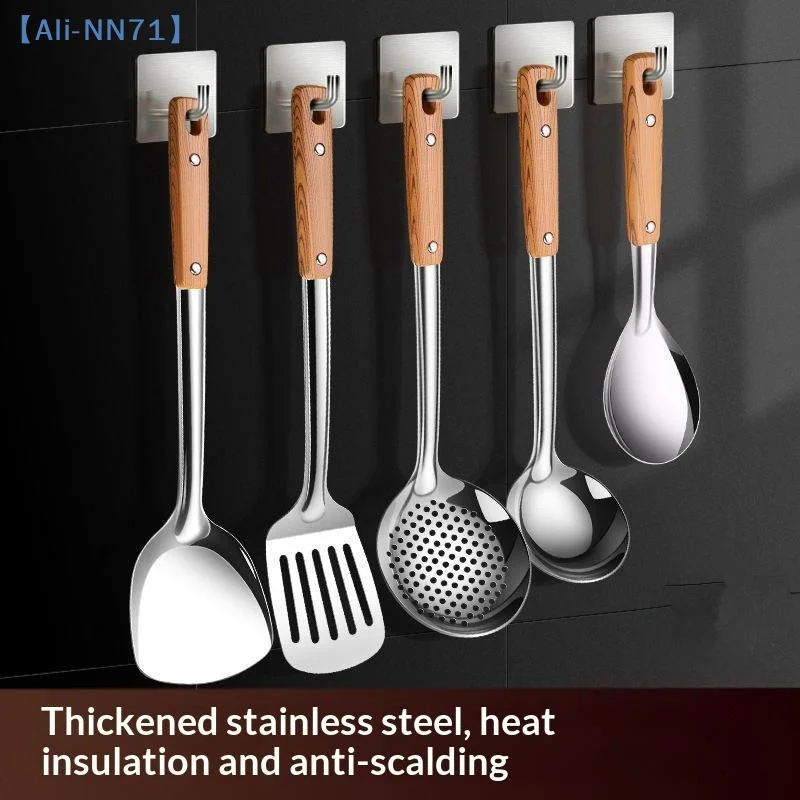Durable Stainless Steel Wok Spatula Long Handle Kitchen Gadgets Kitchen Cooking Utensil Set Rice Spoon Ladle Cooking Tools【NN71】