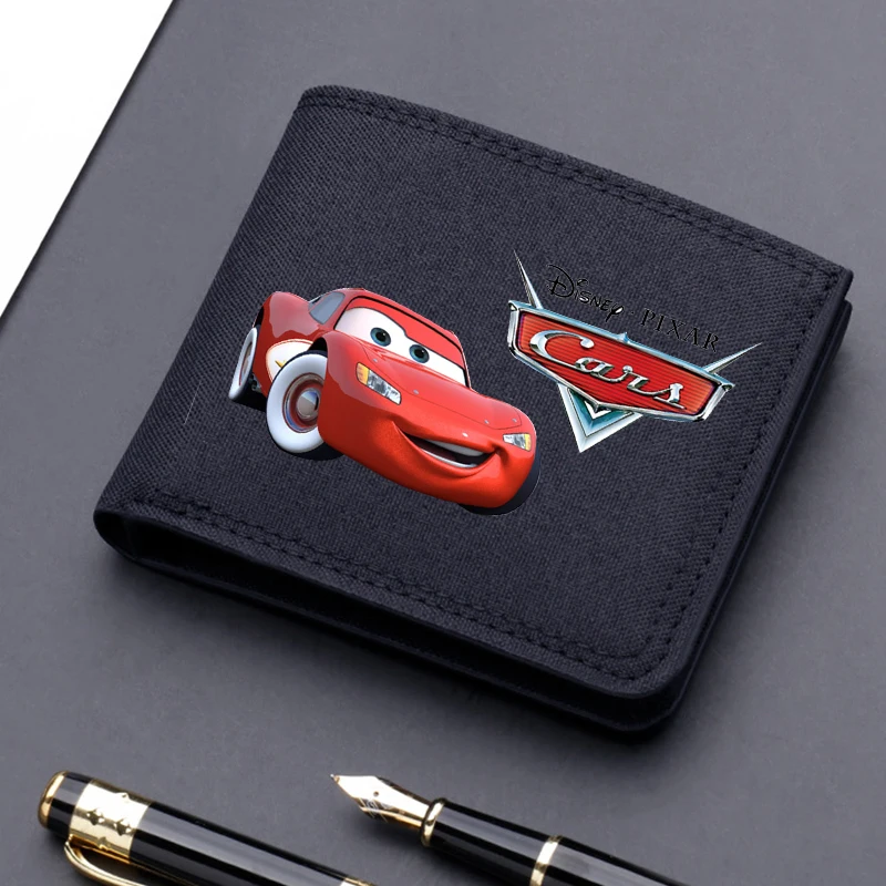 Lightning McQueen Canvas Wallets Anime Cars Multi-card Slot Billfolds Boys Girls Folding Card Holders New Short Coin Purses Gift view 2