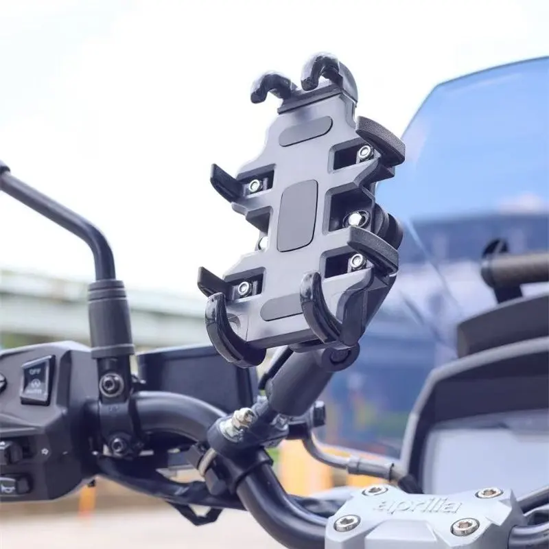 Suporte para telefone para motocicleta guiador de bicicleta 360 °   Suporte móvel giratório para espelho retrovisor GPS E-Bike Suporte para celular de alumínio