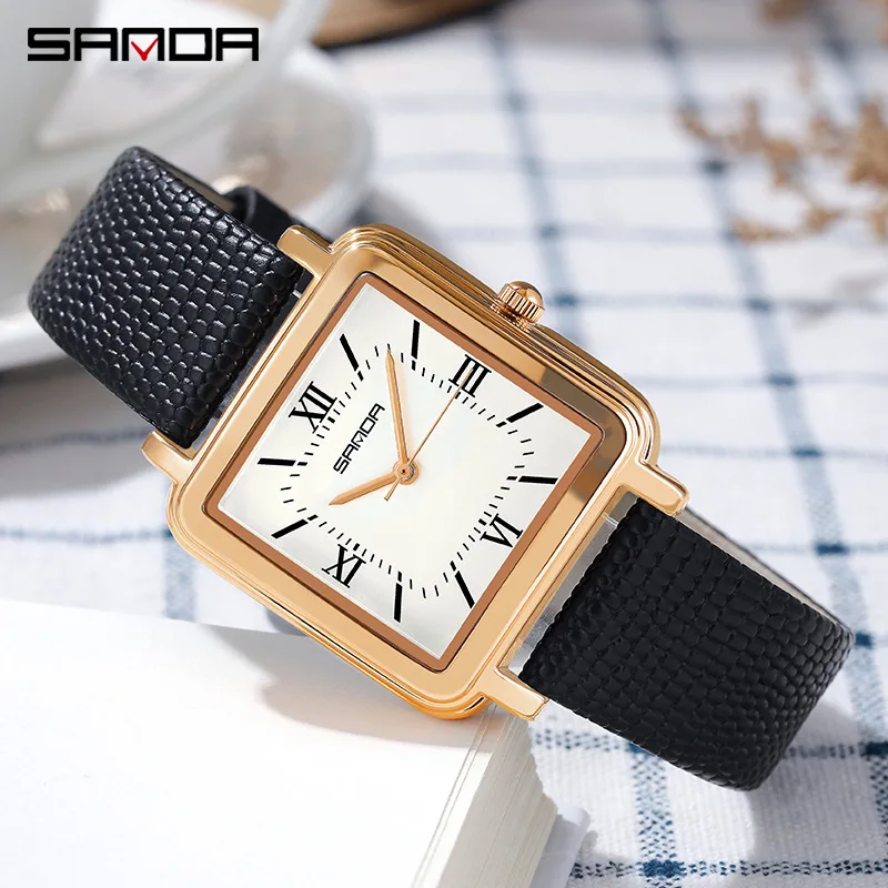 

Sanda 1103exquisite high-end women's watch with Japanese movement, waterproof retro simple and compact Roman scale women's watch