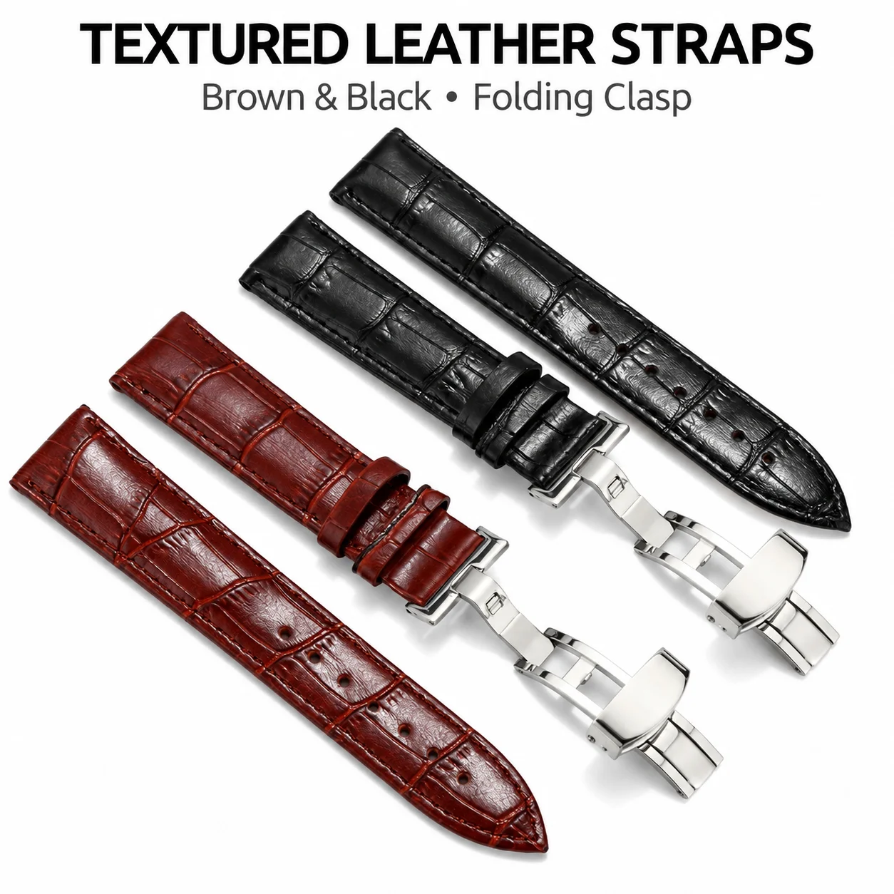 20mm 21mm 22mm 24mm Replacement Watch Band Leather Sweat-proof Leather Watch Strap Silver Buckle Watch Bracelet 16mm 18mm 19mm