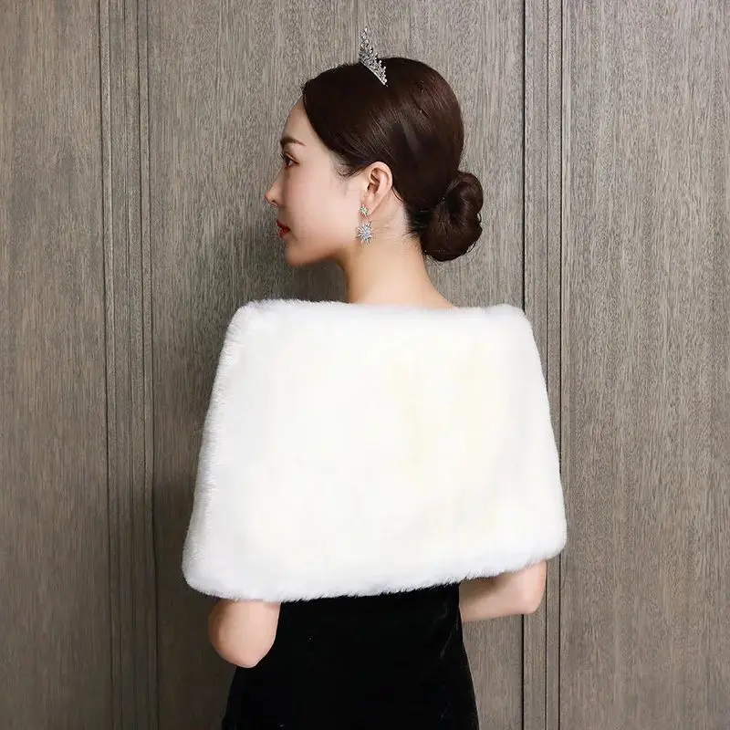 Bowith Bride Accessories Artificial Fur Shawl Evening White Dress Prom Elegant Gift For Women  One Size Fits All Wedding Party