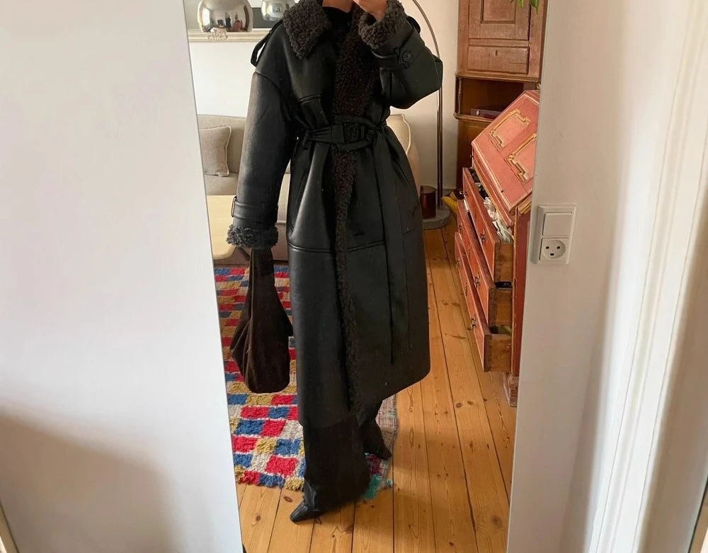 

2025 Winter New Women's Clothing Pure Fashion Collar Fur Integrated Warm Coat Long Edition