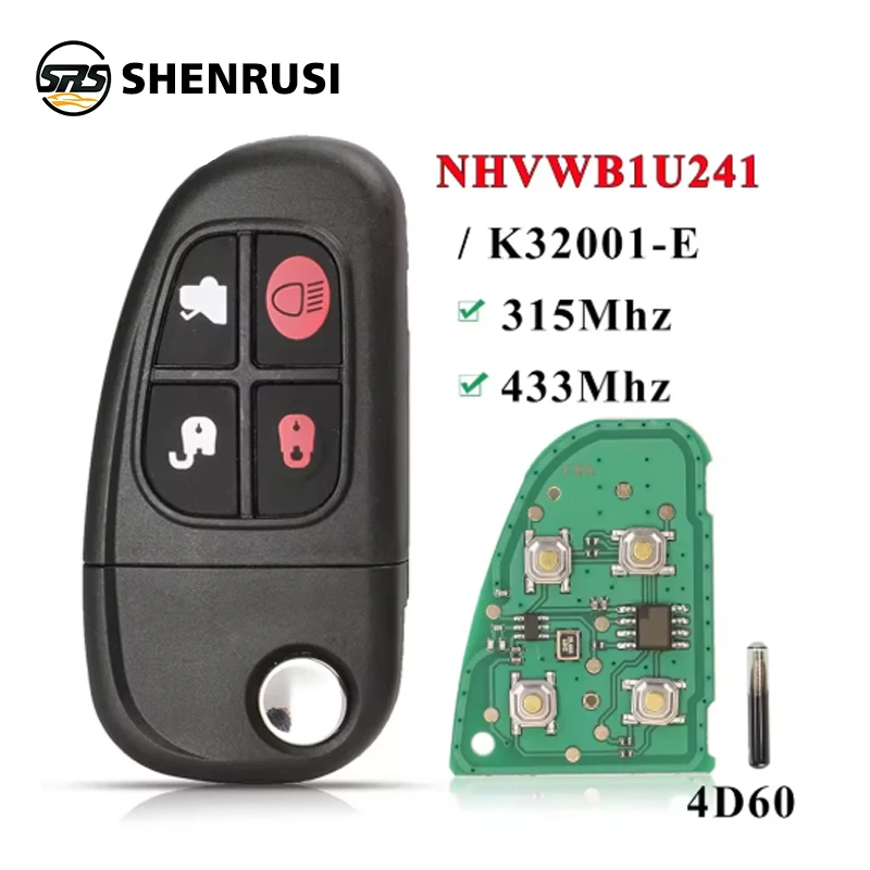 

SHENRUSI Car Remote Key For Jaguar X S Type 1999-2009 XJ XJR XJ8 315/434 Mhz 4D60 Chip Auto Smart Control Flip Key NHVWB1U241