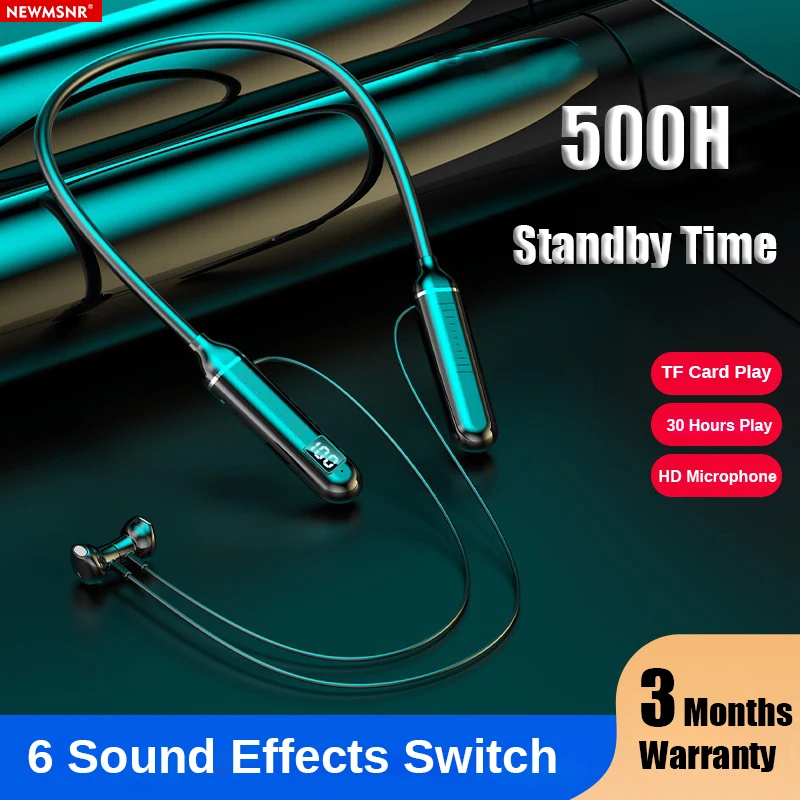 25H battery Life Wireless Bluetooth Headphones Magnetic Hifi Stereo Neckband Earphones LED Sports Waterproof Headsets Support TF