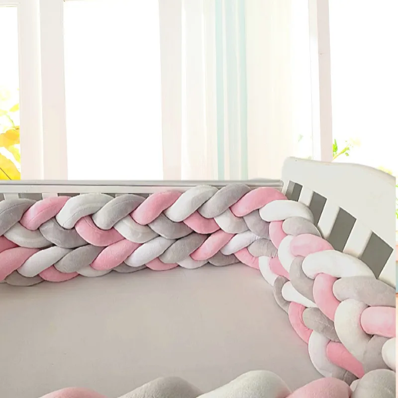 4M Bumper for Infant Bebe Crib Protector Cot Bumper Room Deco Bed Braid 3 Shares Baby Bumper Bed Braid Knot Pillow Cushion