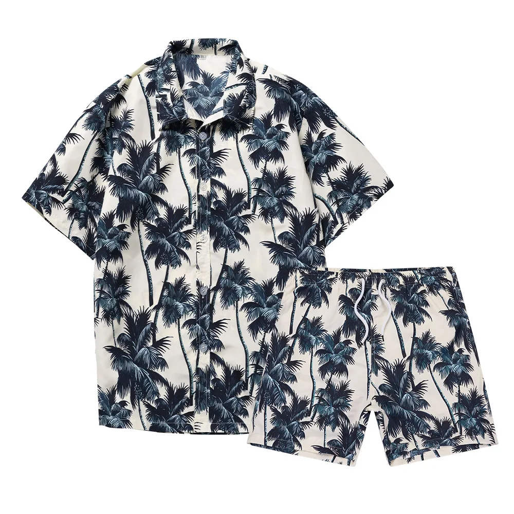 Hawaiian Coconut Tree 3D Print Men Shirt Sets Fashion Short Sleeve Shirt Oversized Casual Beach Shorts Streetwear Suits Clothes