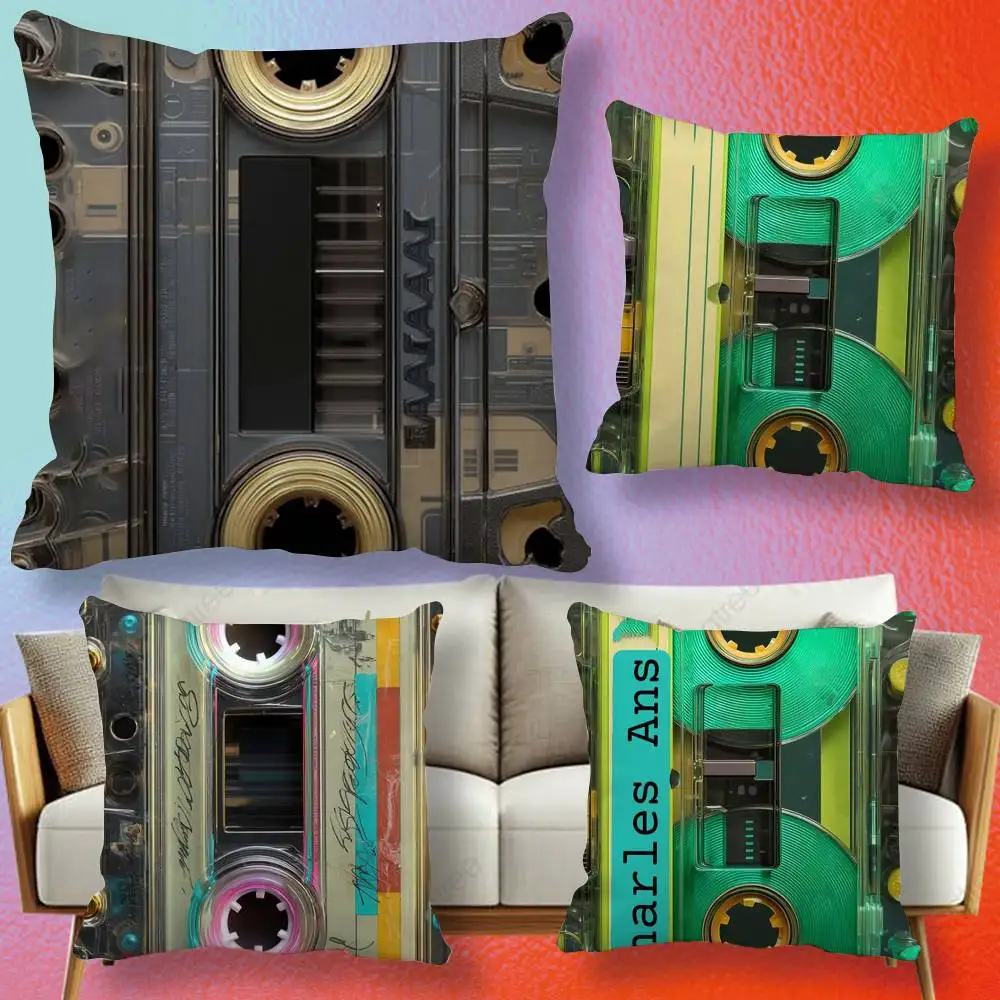 Retro Cassette Pattern Plating  Pillow cover gift High definition digital printing,Surprise vivid pattern Household.