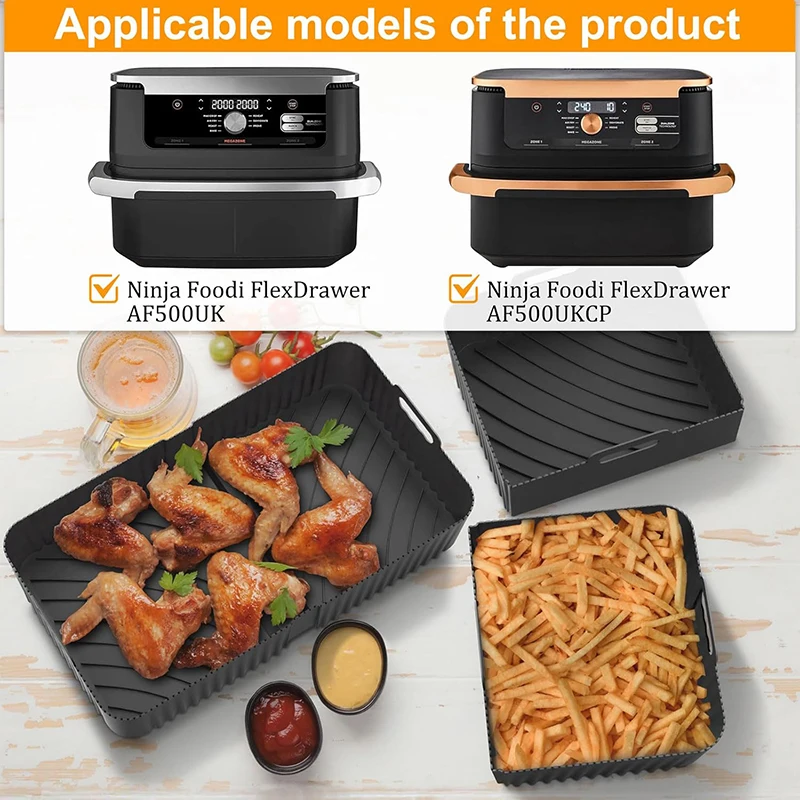 Silicone Air Fryer Basket Liners for Ninja Foodi AF500EU Non-stick 10.4L/5.2 L Oven Baking Mold Air Fryer Containers Accessories