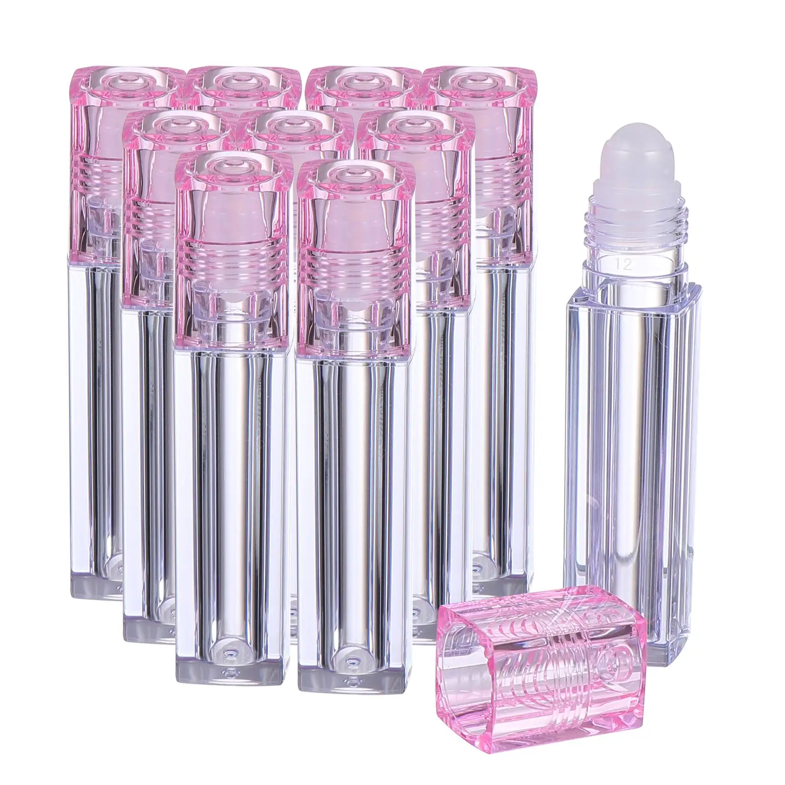 

10 Pcs Roller Ball Essential Oil Bottle Refillable Bottles Travel Perfume Empty Square Plastic Container
