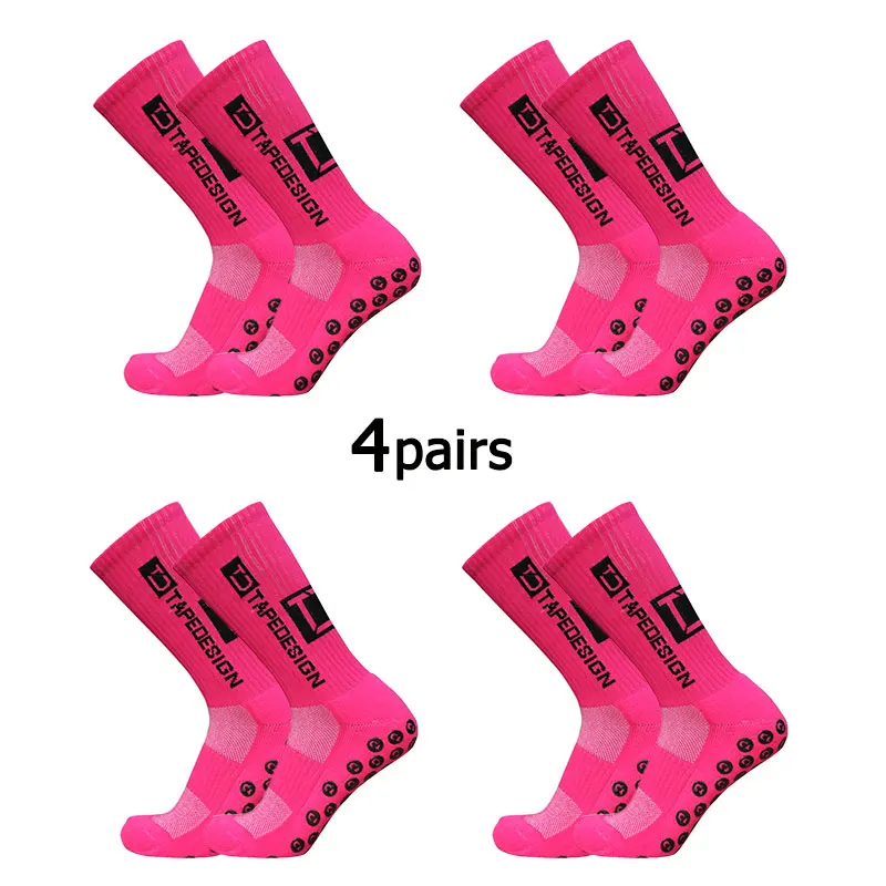 4 Paren/partij 2024 Nieuwe ANTI SLIP Tapedesign Voetbal Sokken Mid Kalf Antislip Voetbal Sport Fietsen Sport Heren Sok EU38-45