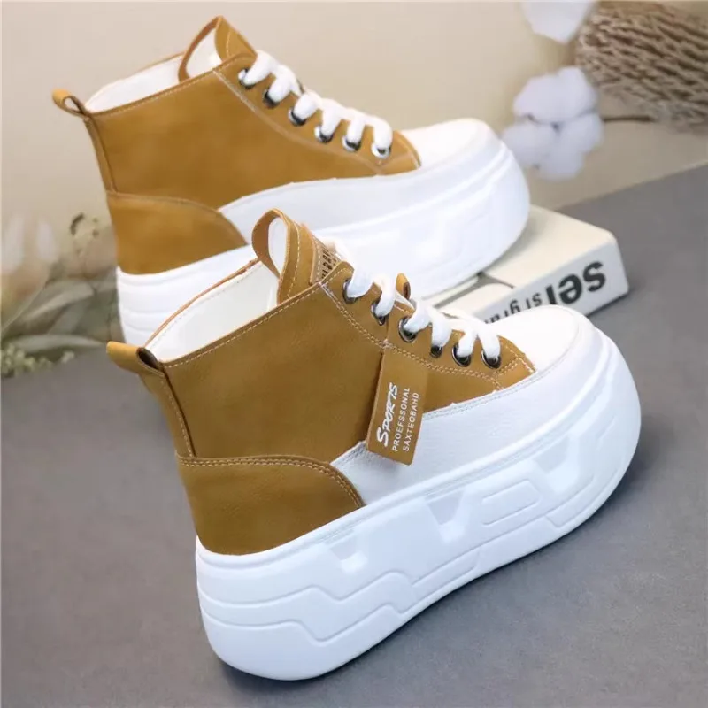 Super High Women Vulcanize Shoes Stylish White Shoes 10cm Platform Heels for Autumn/Winter Fashion Designer Sneakers for Women