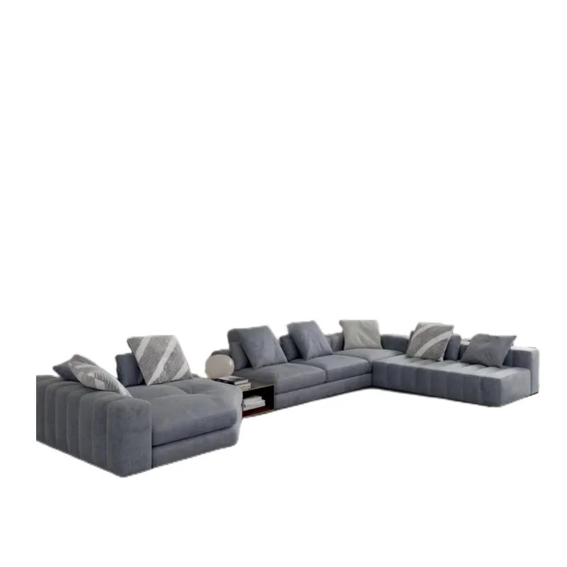 Designer straight row corner concubine position light luxury large flat floor apartment piano keys living room fabric sofa